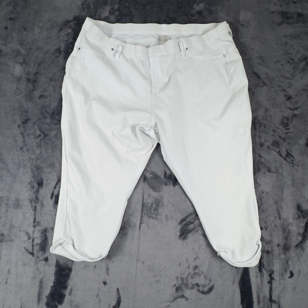 Terra & Sky Capri Pants Womens 3X 24W-26W White Stretch Denim Cropped 4481